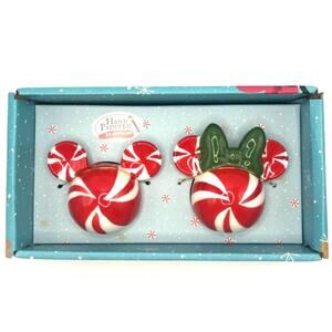 New - Disney Mickey & Minnie Mouse Peppermint Ears Salt & Pepper Shakers, in Box